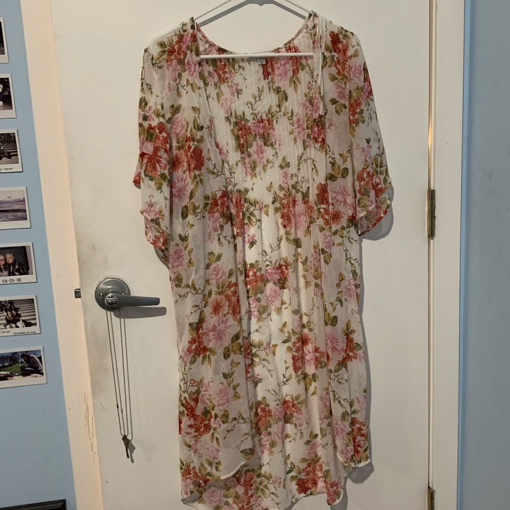 floral short sleeve kimono